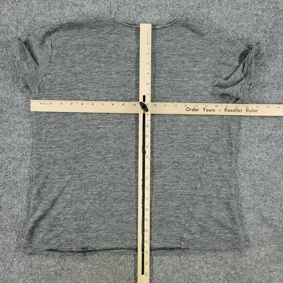 AllSaints Shirt Women's Medium Gray Faxley Crew Neck Short Sleeve Stretch Linen - Picture 7 of 13